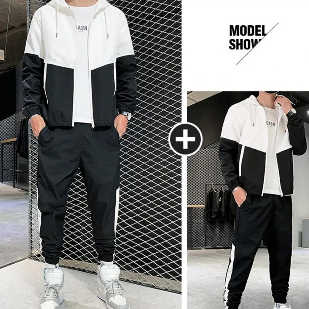 Spring Men Casual Sets Mens Hooded Tracksuit Sportswear JacketsPants 2 Piece Sets Hip Hop Running Sports Suit 240812