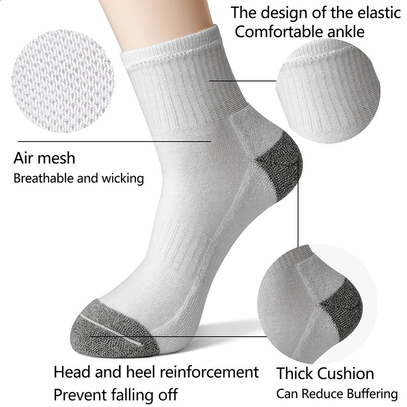 Men's Breathable Cotton Running Crew Socks - 612 Pairs, Middle Tube, High Quality, Casual Sports Socks