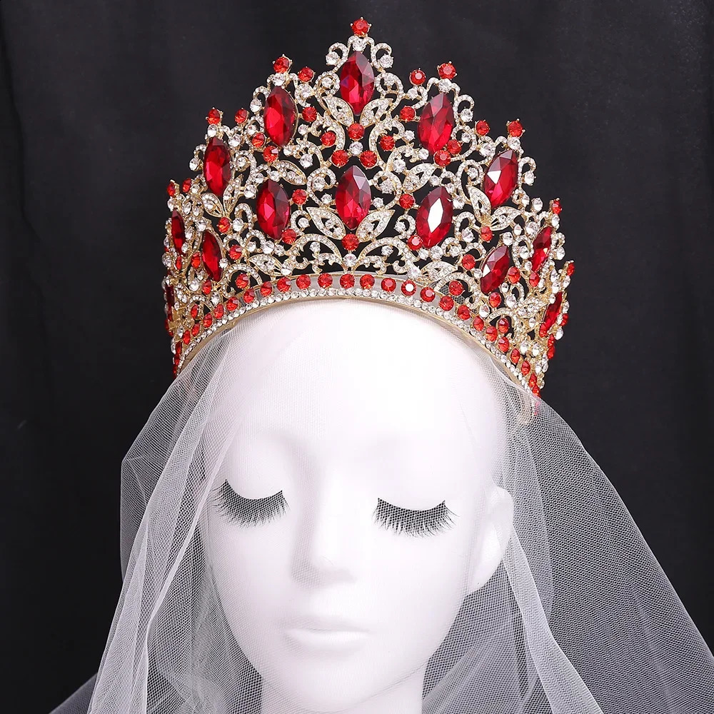High Quality Royal Queen Wedding Crown for Women Large Crystal Banquet Tiara Party Costume Hair Jewelry Accessories 240805