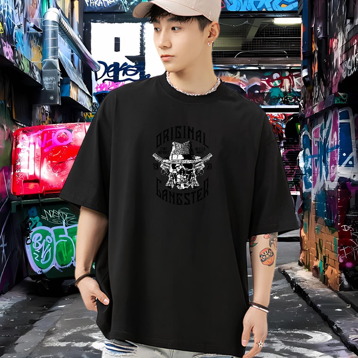 Factory Direct T-Shirts for Men skull Tees Shirts 230g Pure Cotton Summer Casual TOP Quality Plus Size Cartoon Breathable Short Sleeve Tshirts