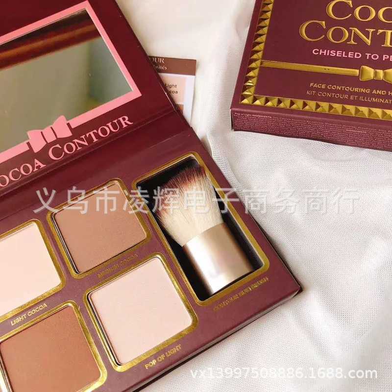 4 Colors Eyeshadow Palette with Brush Facial Contouring Highlight High Quality Female Cosmetic Cute Makeup Palette for WomenCL240812