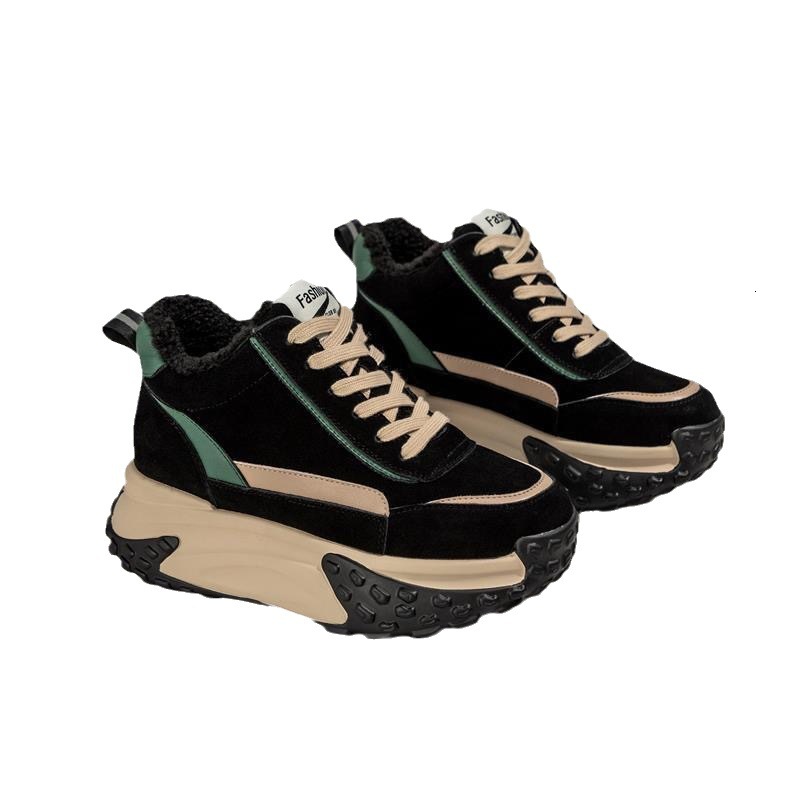 Ddmysports Internet Famous Thick Soled Sports Snow Boots For Women With Plush Cotton New Versatile Winter Casual Dad Shoes Trend Outdoor Shoes