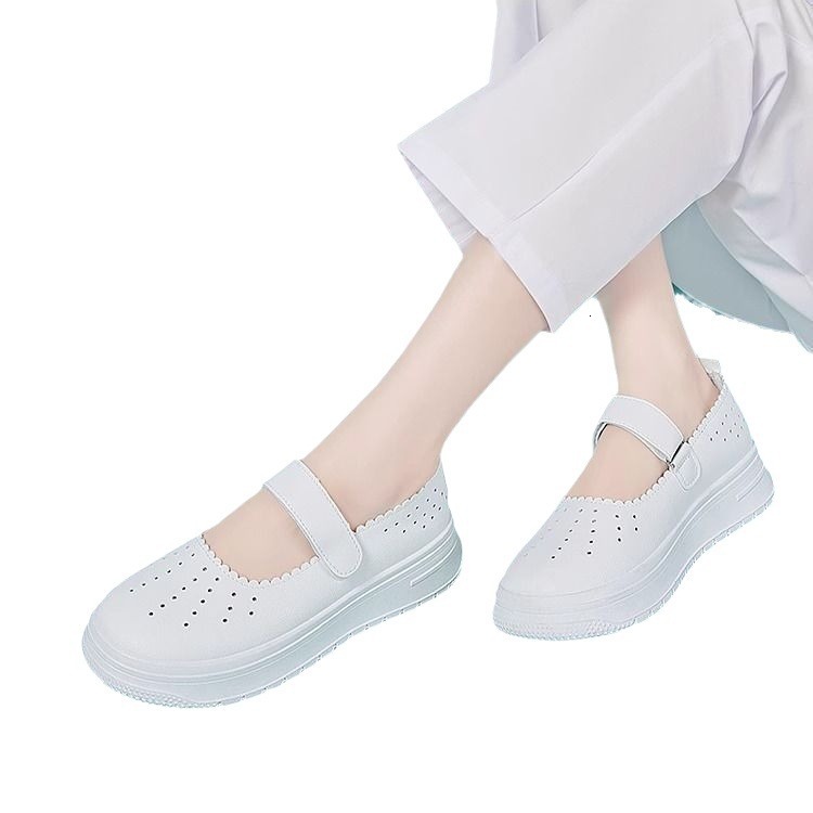 Ddmysports Spring Summer New Flat Ollow Nurse For Women Breathable Soft Soled Anti Slip Comfortable Slope Eel Non Tiring S Single Shoes Outdoor