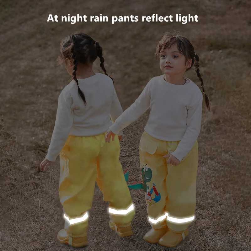 Cartoon Dinosaur Style Kids Rain Pants Boys And Girls Students Kids Waterproof Pants Fashion Children Rain Pants Y240810