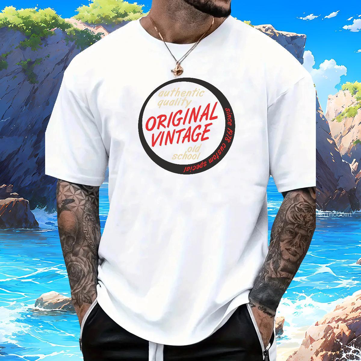 Soft Men Tshirts letter 230g 100% Cotton Spring Summer Breathable Man T Shirts Anime Print 2024 New Tops