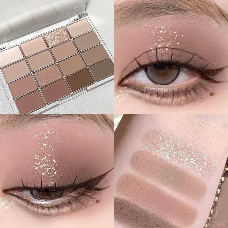 16 color Korean eye shadow palette matte low saturation durable brown glitter eye shadow eye shadow makeup paletteW241212