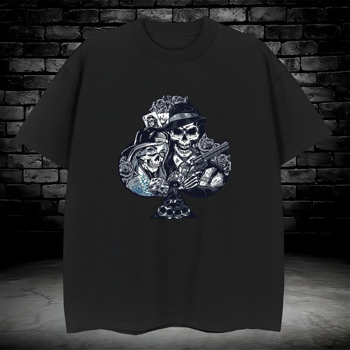 Designer T-Shirts skull Tees 230g 100% Cotton Home Outdoor Classic Custom Big Size O Neck Short Sleeves Tshirt for Man Woman