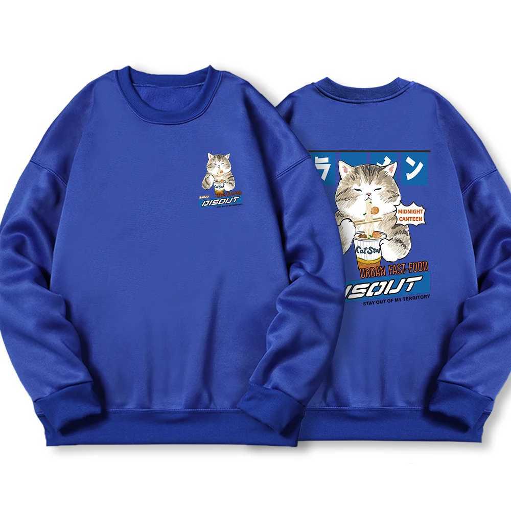 Japanese Harajuku Noodles and Sushi Cat Mens Hoodie Harajuku S-Xxl Sportswear Fashion High Quality Hoodie Autumn Casual Street ClothingW240724