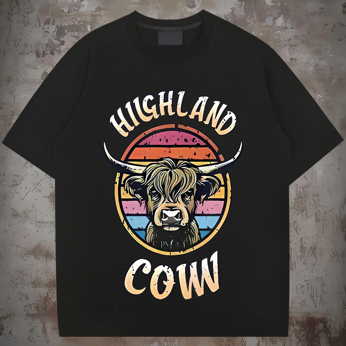Loose Fit T-Shirts cow Breathable Short Sleeve Daily Wear DIY 230g 100% Cotton Men Tops Tees Casual New Polos