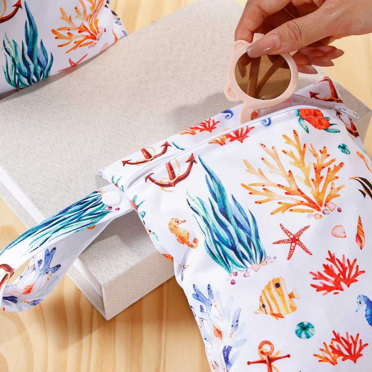 2-piece/set waterproof reusable wet dry bag for diapers travel beach swimming pool daycare baby products yoga fitness bag W240812