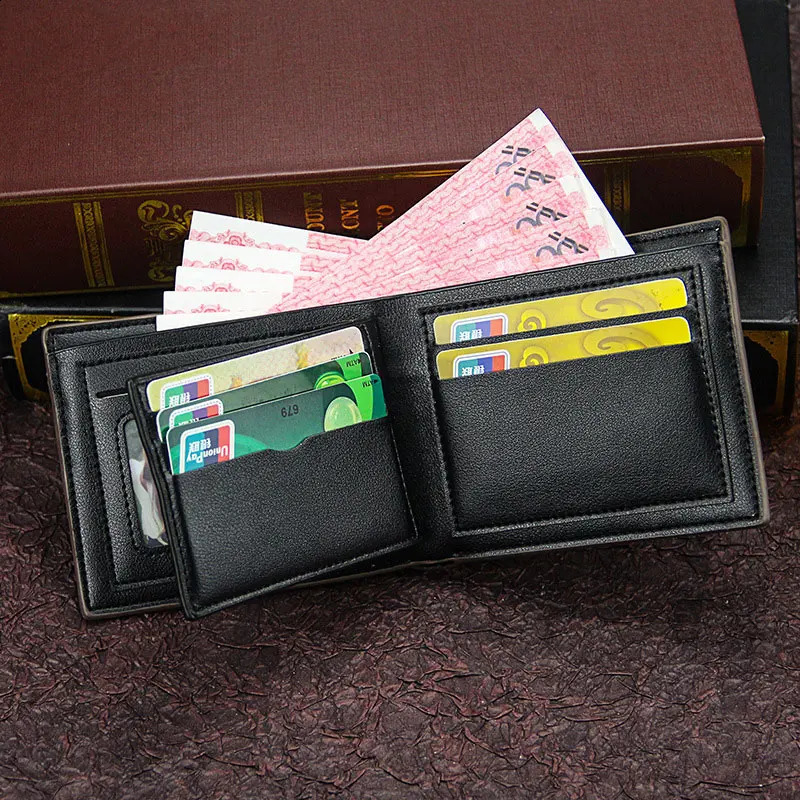 Mens wallet short fashion casual splicing multi card slot three fold bag mens business 240810