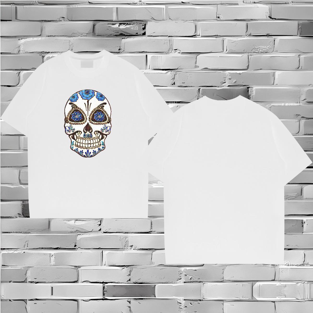 Factory Direct T-Shirts skull Tees Shirts 100% Cotton 230g Daily Outfit Wholesale Custom Big Size O Neck Short Sleeves Tshirts