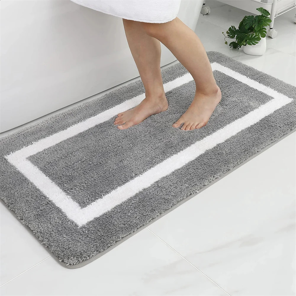 Olanly Absorbent Bath Mat Bathroom Rug Shower Pad NonSlip Bedroom Wash Carpet Soft Thick Living Room Plush Foot Floor Decor 0802 H260226