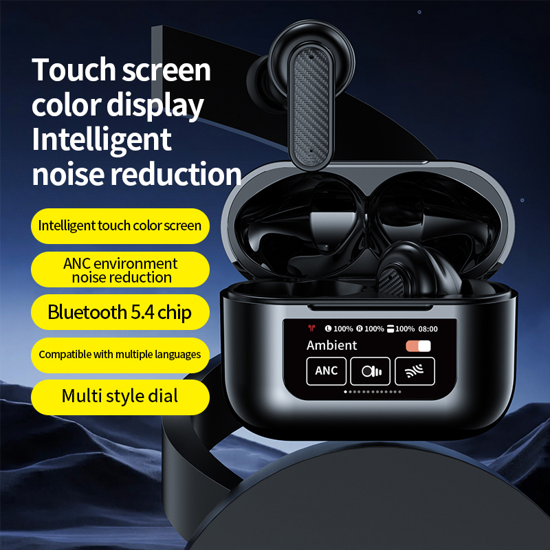 New Arrival Headphones YW08 TWS Wireless Earbuds Touch Screen In-Ear Led Display ANC Noise Reduction Gaming Earphones