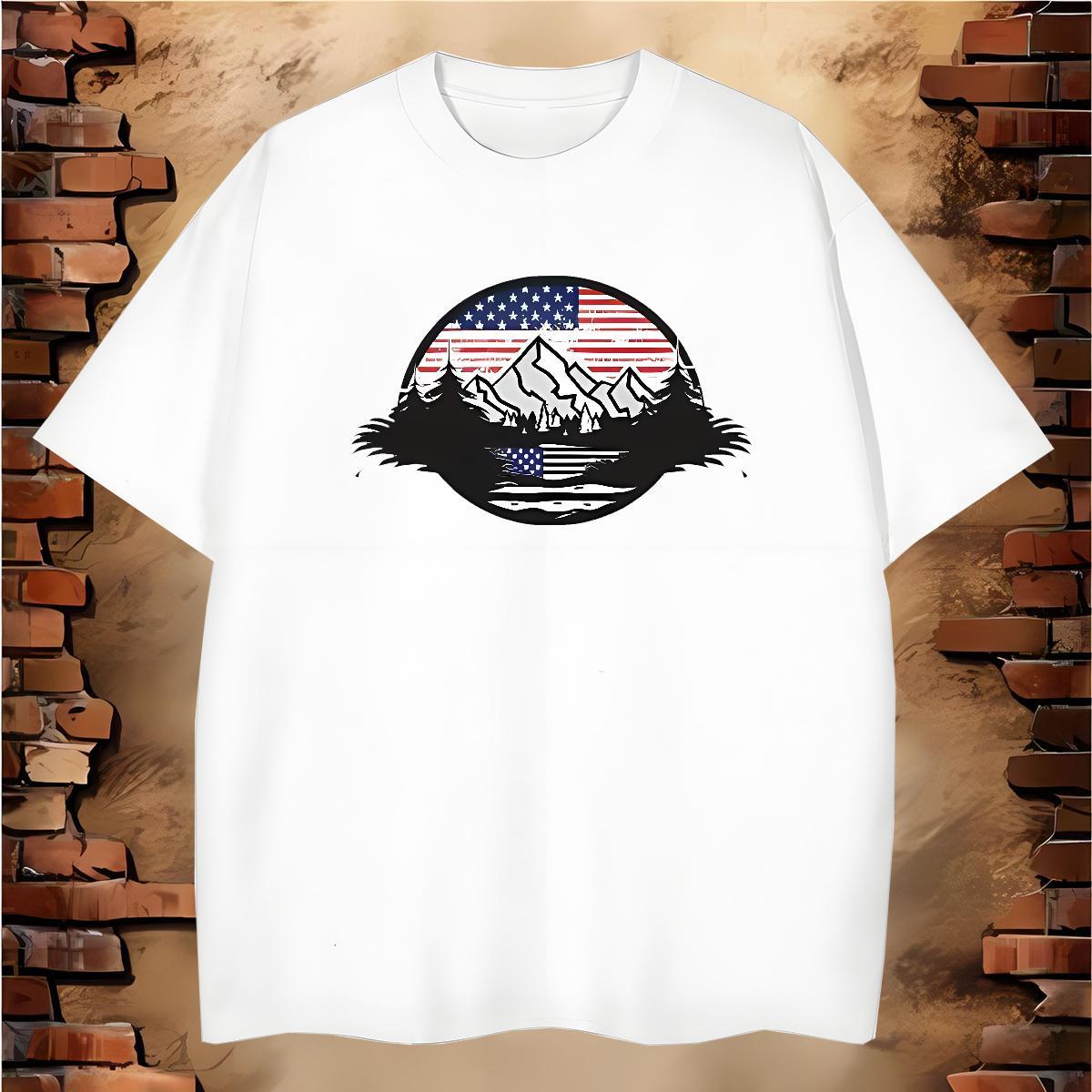TOP Quality Tshirt for Man Woman mountains 100% Cotton 230g Summer Casual Crew Neck Breathable T-Shirts for Men Plus Size Cartoon Stylist Clothes