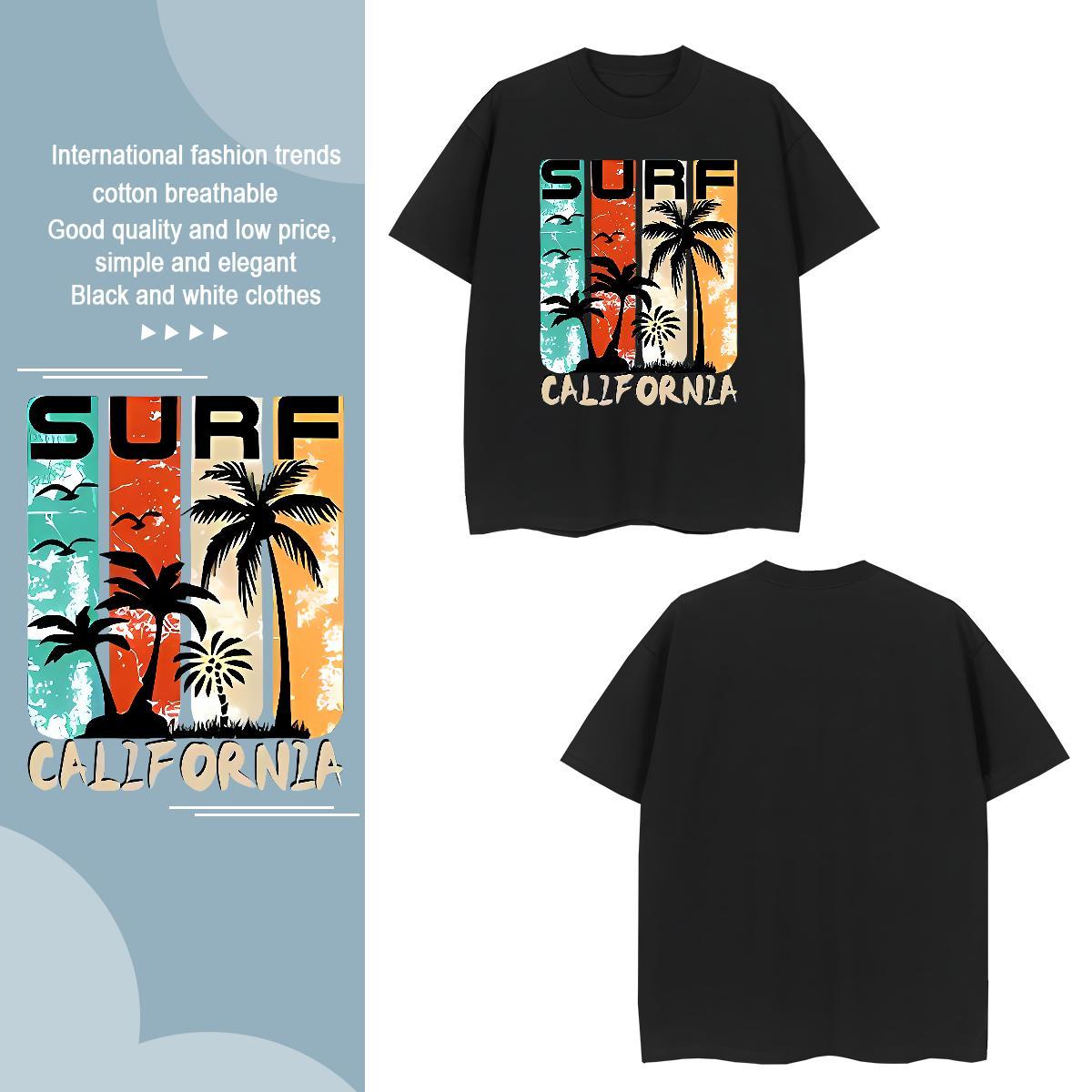 T shirt 230g Pure Cotton beach High Street Hip Hop Crew Neck Breathable Plus Size Custom Tshirts Factory Direct Soft Tee Shirt