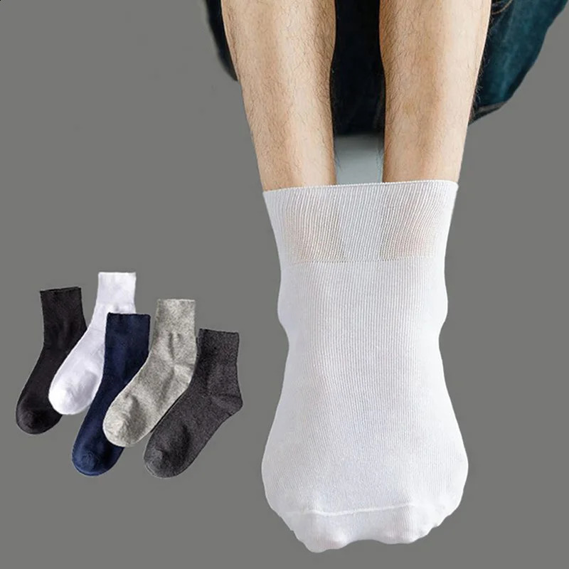 5 Pairs Plus Size EUR 45-50 Prevent Varicose Veins Socks Mens Diabetics Patients Cotton Loose Mouth Sock Man Women Comfort Meias 240812
