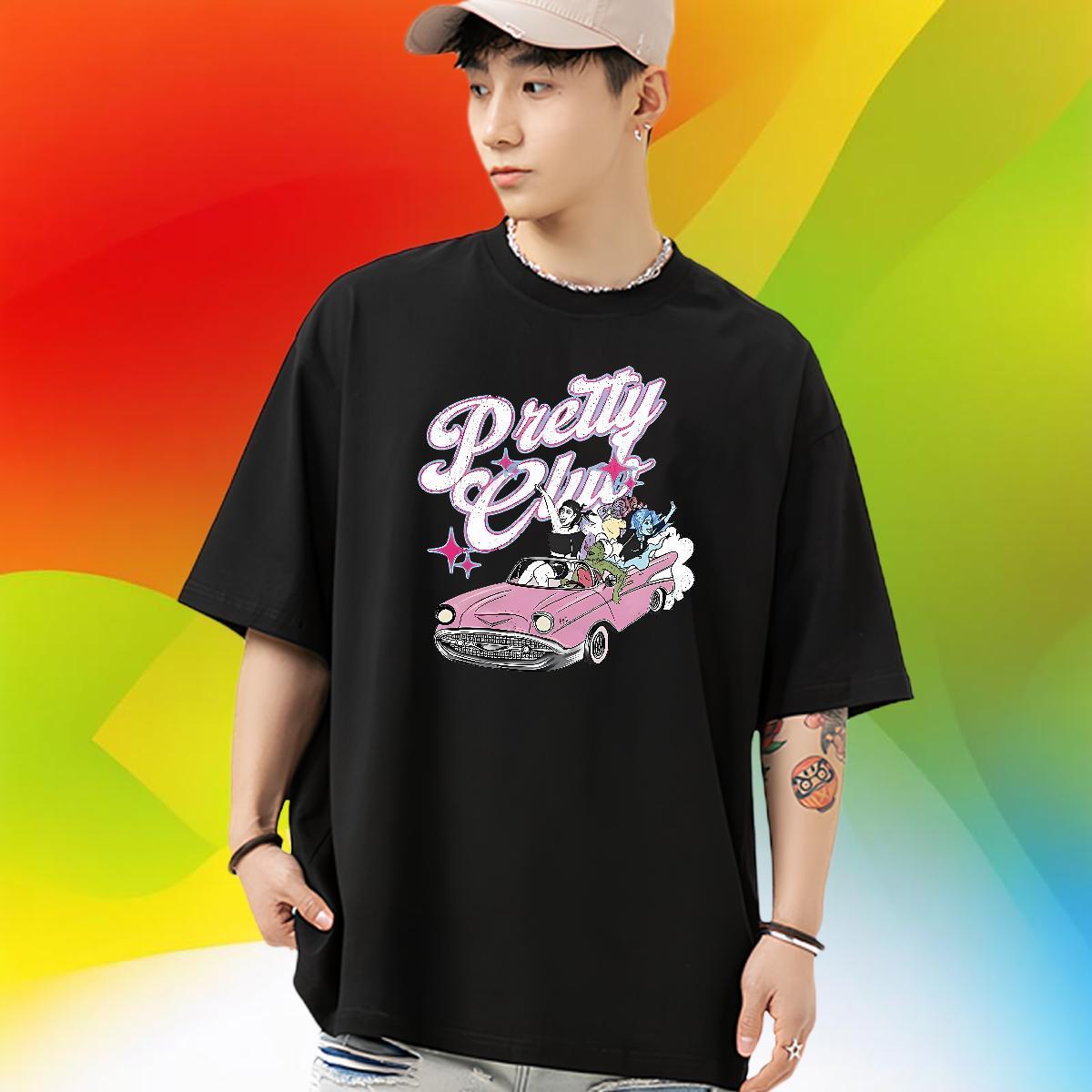 2024 New T Shirts Men car Tees Shirts 230g Pure Cotton Summer Casual Soft Cartoon Print Round Neck Short Sleeve Men Clothes T-Shirt