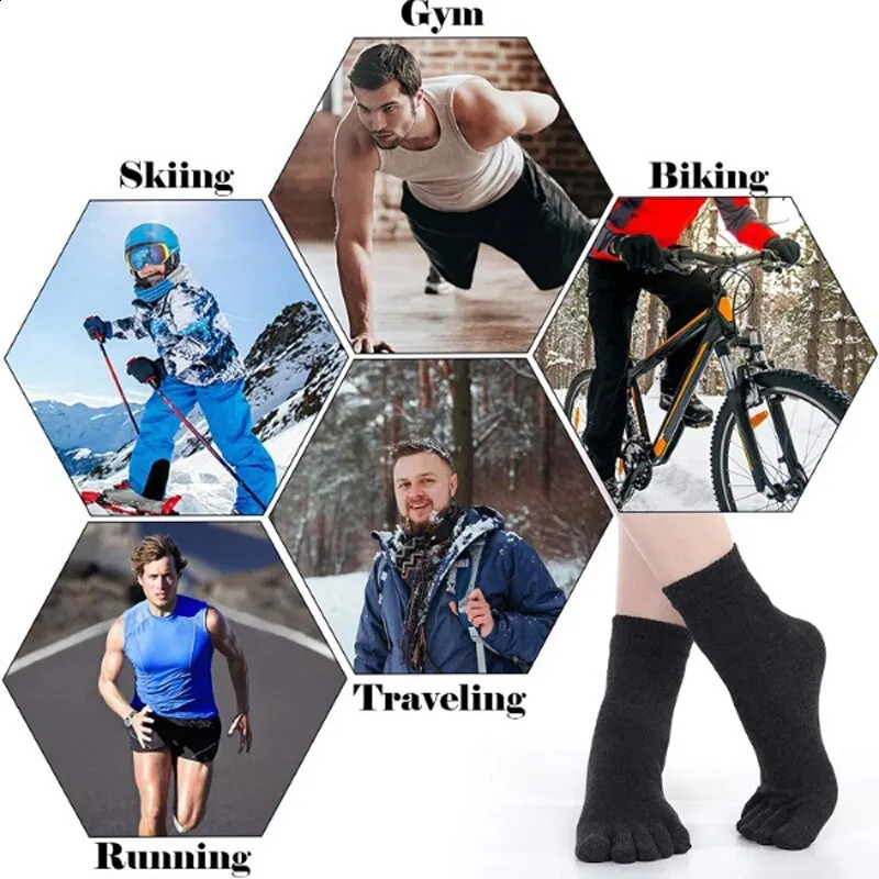 4 Pairs Mens Breathable Sweat Socks Toe Socks Novelty Socks Sports Socks 240812