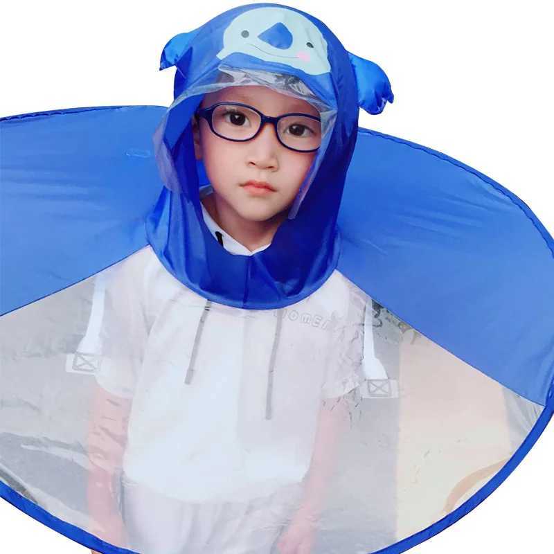 QIAN Childrens Raincoat Transparent UFO Raincoats Hands Free Rain Poncho Baby Funny Duck Rain Coat Rain Cover Raincoat for kids Y240810