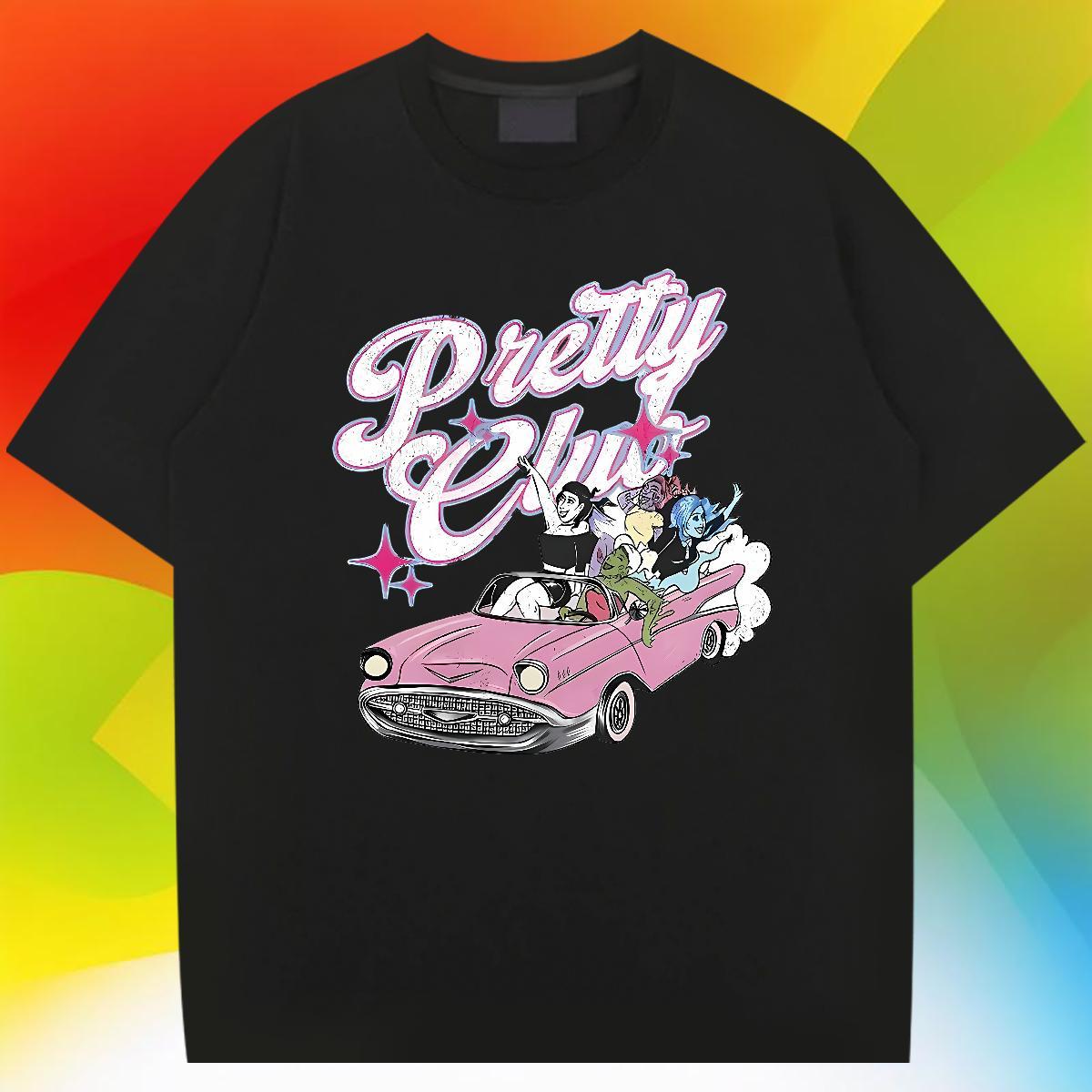 2024 New T Shirts Men car Tees Shirts 230g Pure Cotton Summer Casual Soft Cartoon Print Round Neck Short Sleeve Men Clothes T-Shirt