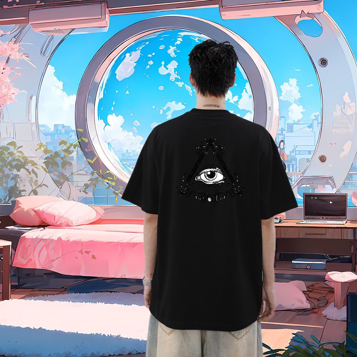 2024 DIY T shirt eye of the devil Wear 100% Cotton 230g Anime Printing Street Free Shipping DIY Printed Pure Cotton Mens Tshirts