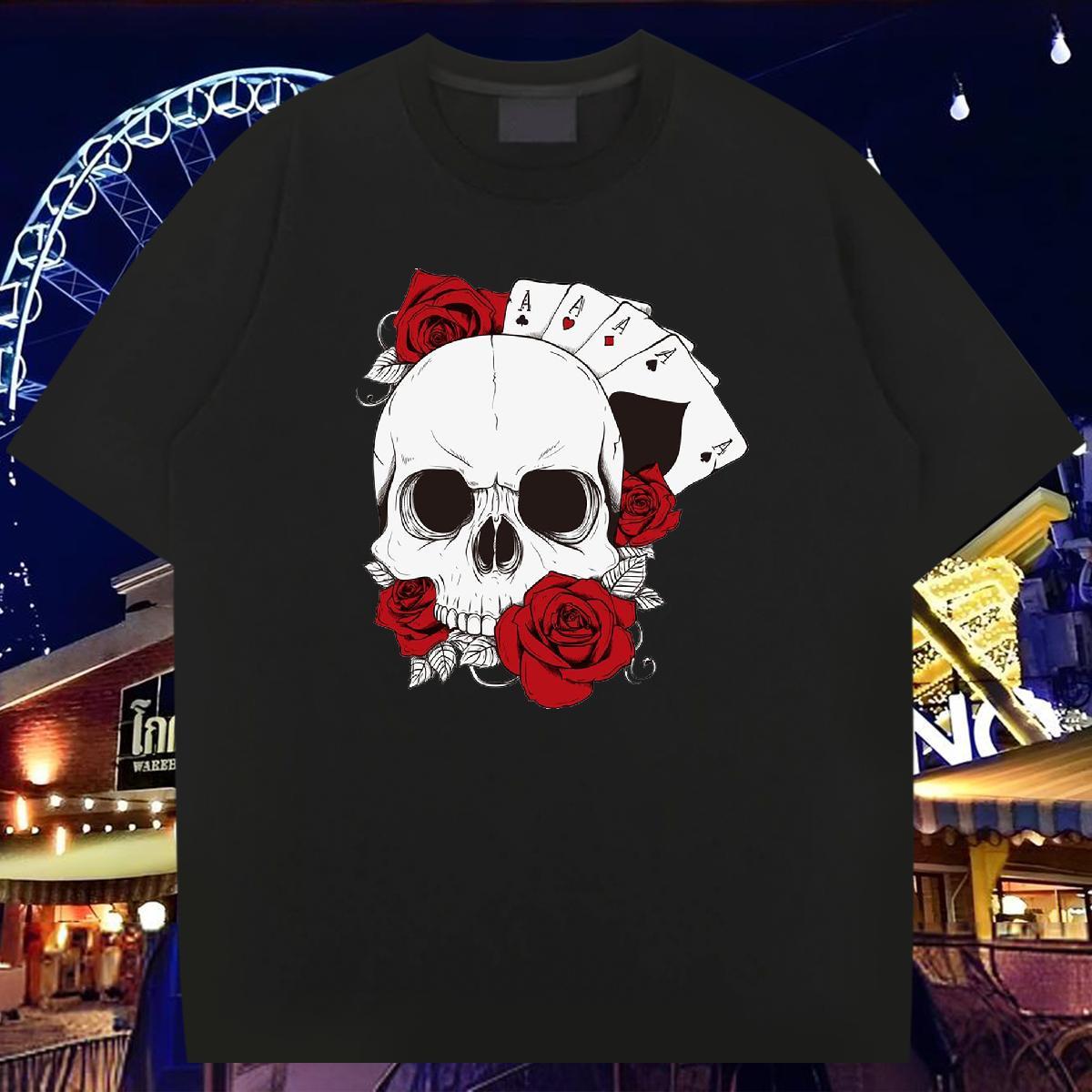 Fashion Design T shirt skull Top Tees 230g 100% Cotton Casual Free Shipping DIY Printed Pure Cotton Men Clothes T-Shirt