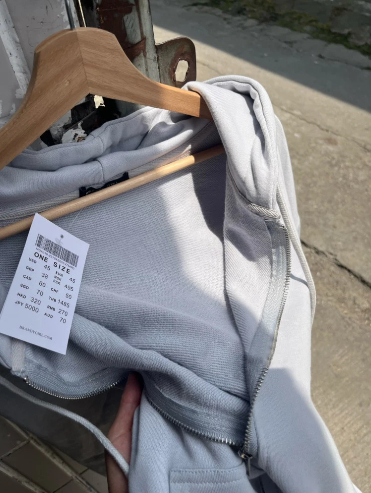 Blue Simple Oversized Hoodie Women Autumn Pocket Cotton Drawstring Hooded Sweatshirt Female Streetwear Solid Zip-up Sweatshirts 240812
