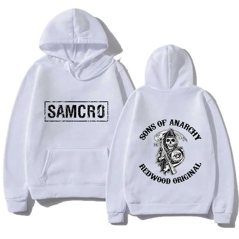 2024 Chinese New Year Mens Anarchy Son SAMCRO Double sided Printed Sportswear Mens Fashion Brand Design PulloverW240724