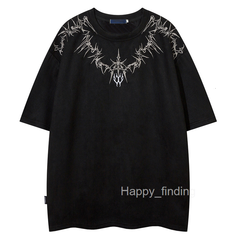 Mens China-chic Style Suede Short Sleeve T-shirt Mens Spring and Summer New Personalized Embroidery Top