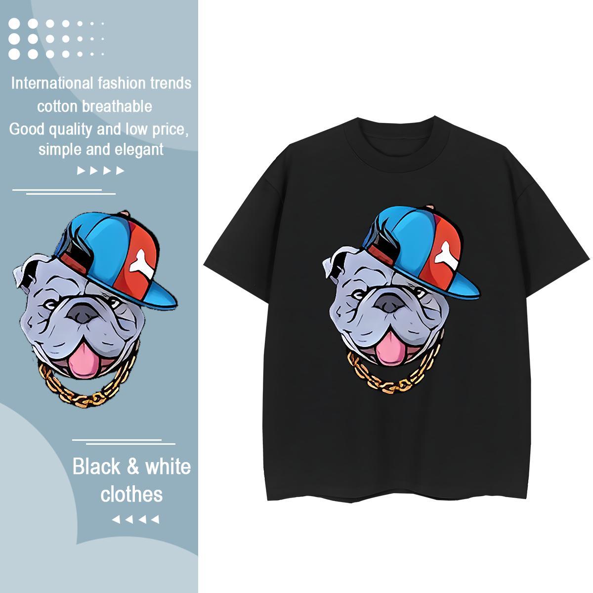 Cool T Shirt For Man dog Short Sleeve Soft Outdoor DIY Logo Oversized 230g Cotton Tshirt for Man Woman Classic Casual Wear