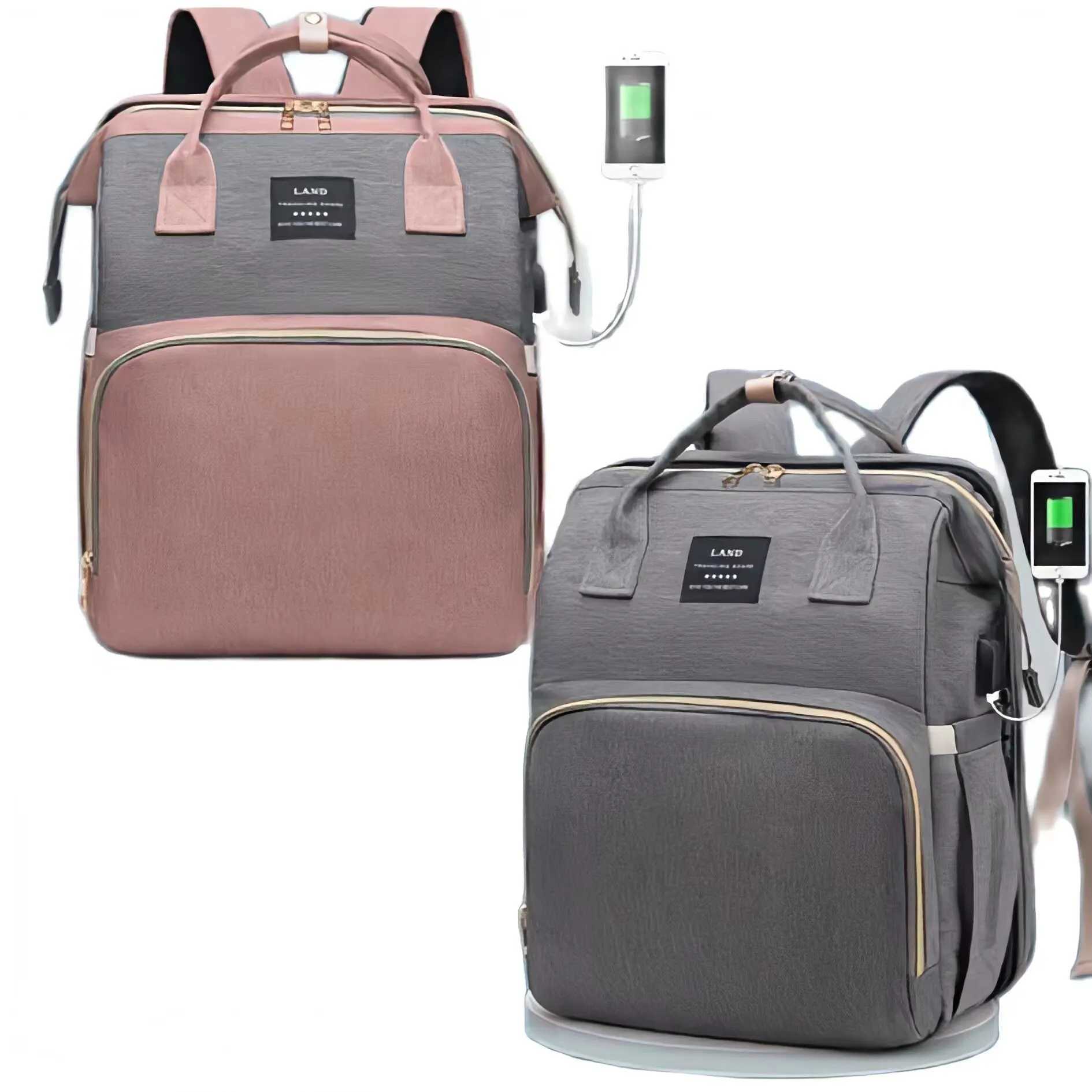 Mommy Baby Diaper Bag Backpack Replacement Pad Sunshade Mosquito Net Wet Dry Carry USB Charging Port Cart Hanging Bag W240812