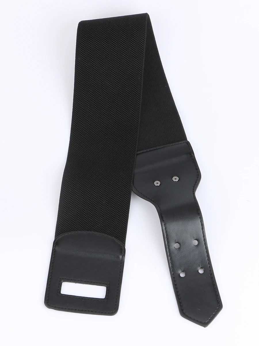 Belts Black Elastic Belts For women Girdle Folding Pu Buckle Fashion Innovation Dress Ladies Waist decorative Accessories Corset Y240810QDLF