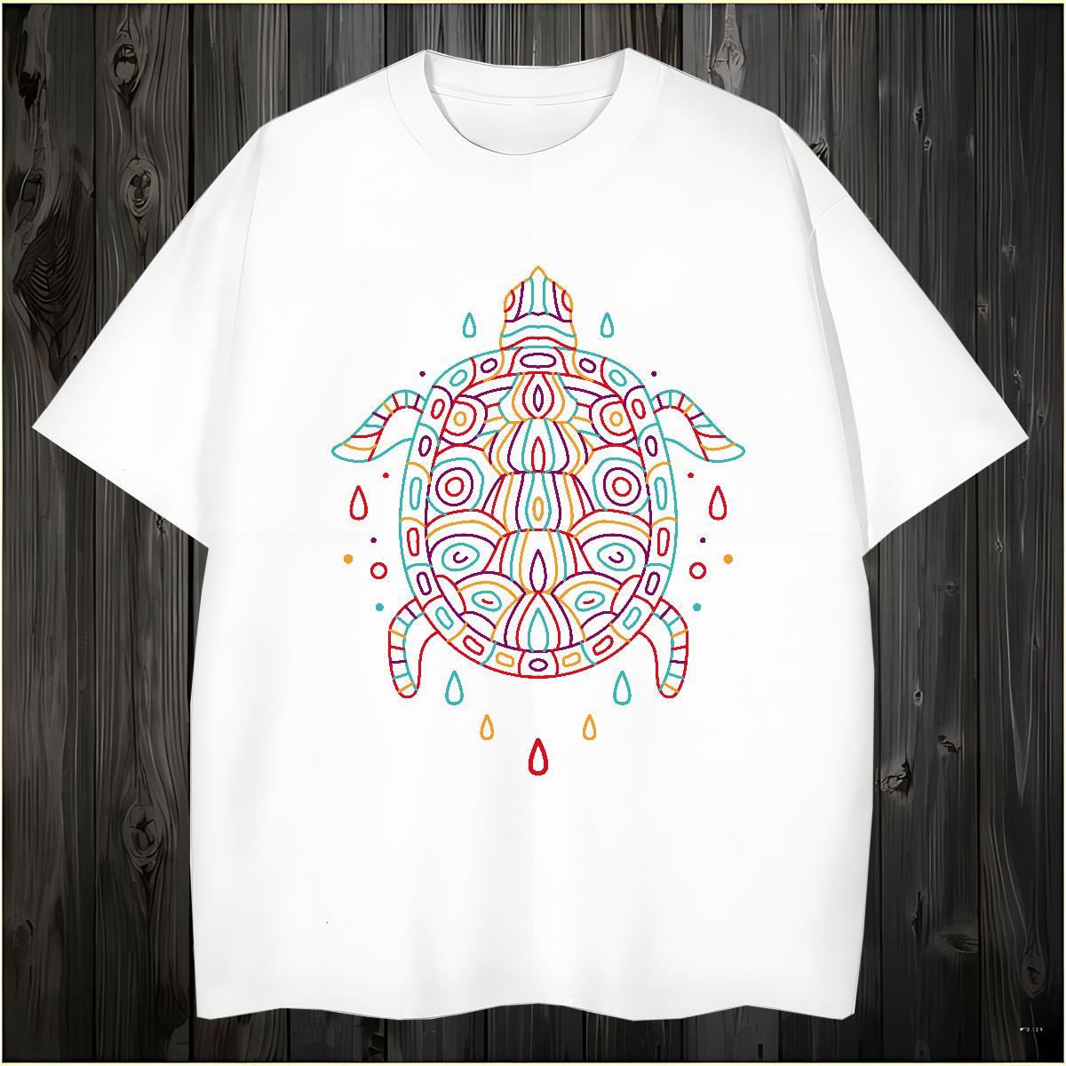 Unisex T-Shirts for Men tortoise Short Sleeve Soft Casual Anime 230g 100% Cotton Men Tshirts Customized Polos