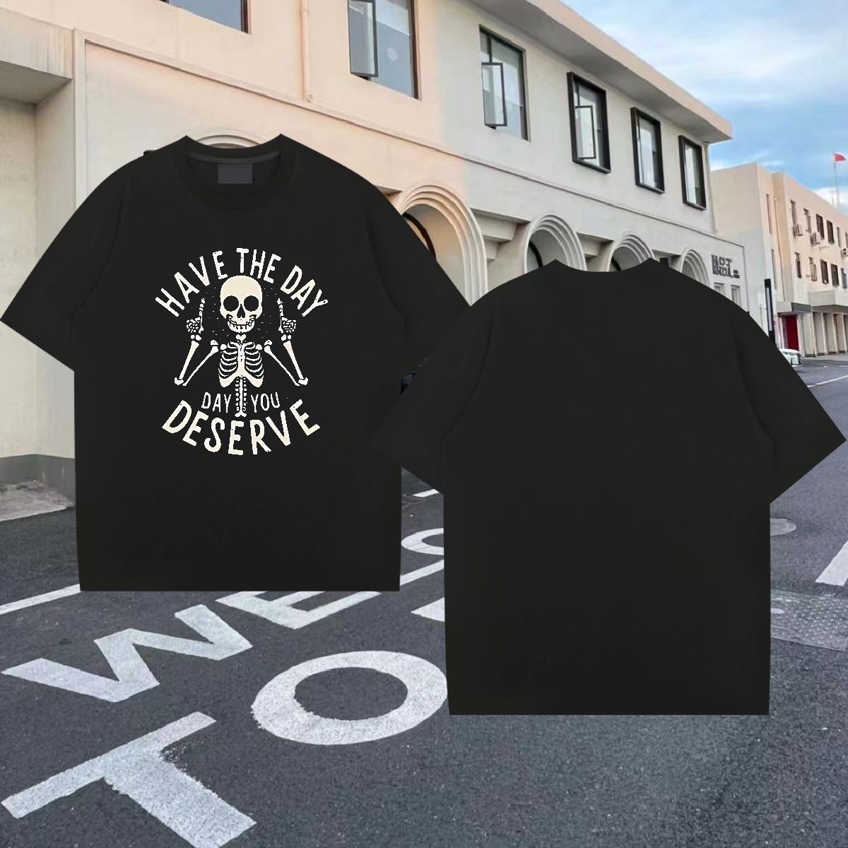 Custom Men T Shirts skull Tee Shirt 230g 100% Cotton Street wear Hip Hop Designer Anime Print Breathable Short Sleeve Men Tops Tees
