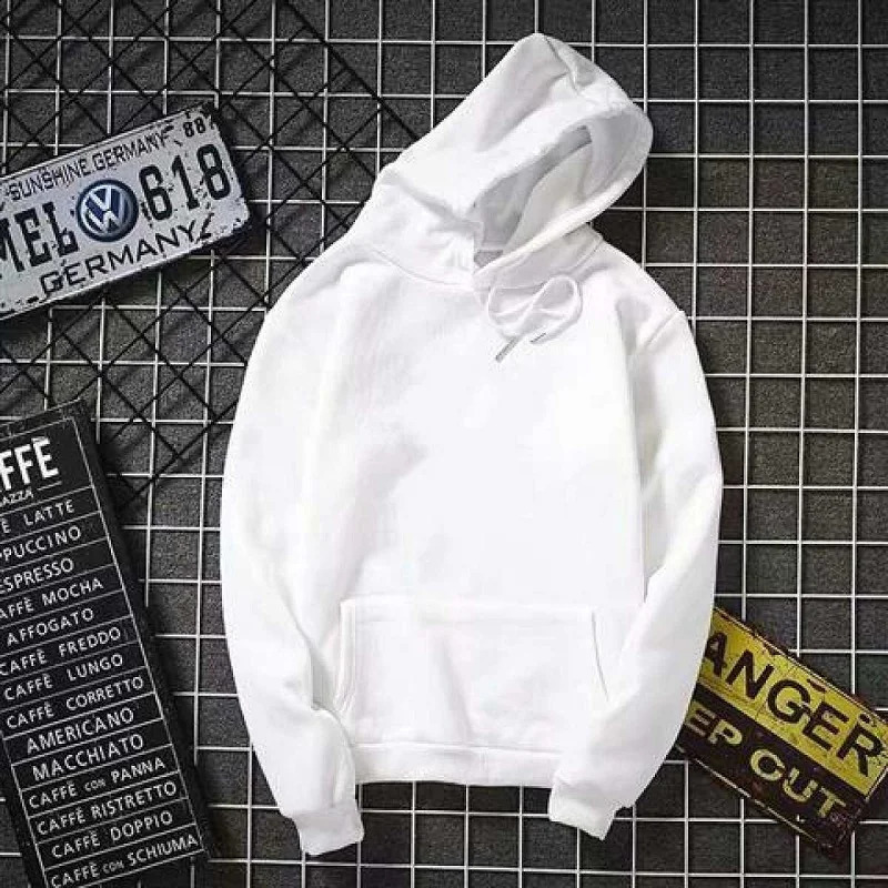 white Hoodies men women Autumn Long Sleeve Pullover Tops Casual Pocket Hoodies Unisex Outer Loose Sport Wear 240812