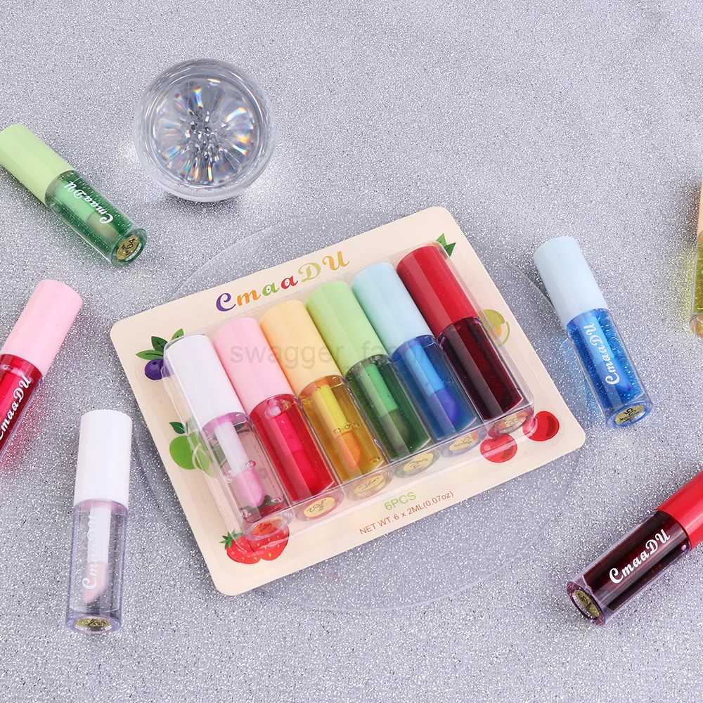 CmaaDu 6 packs Fruit Color Changing Lip Glaze moisturizes brightening protects lips and fade lip lines lip glossXJ240812