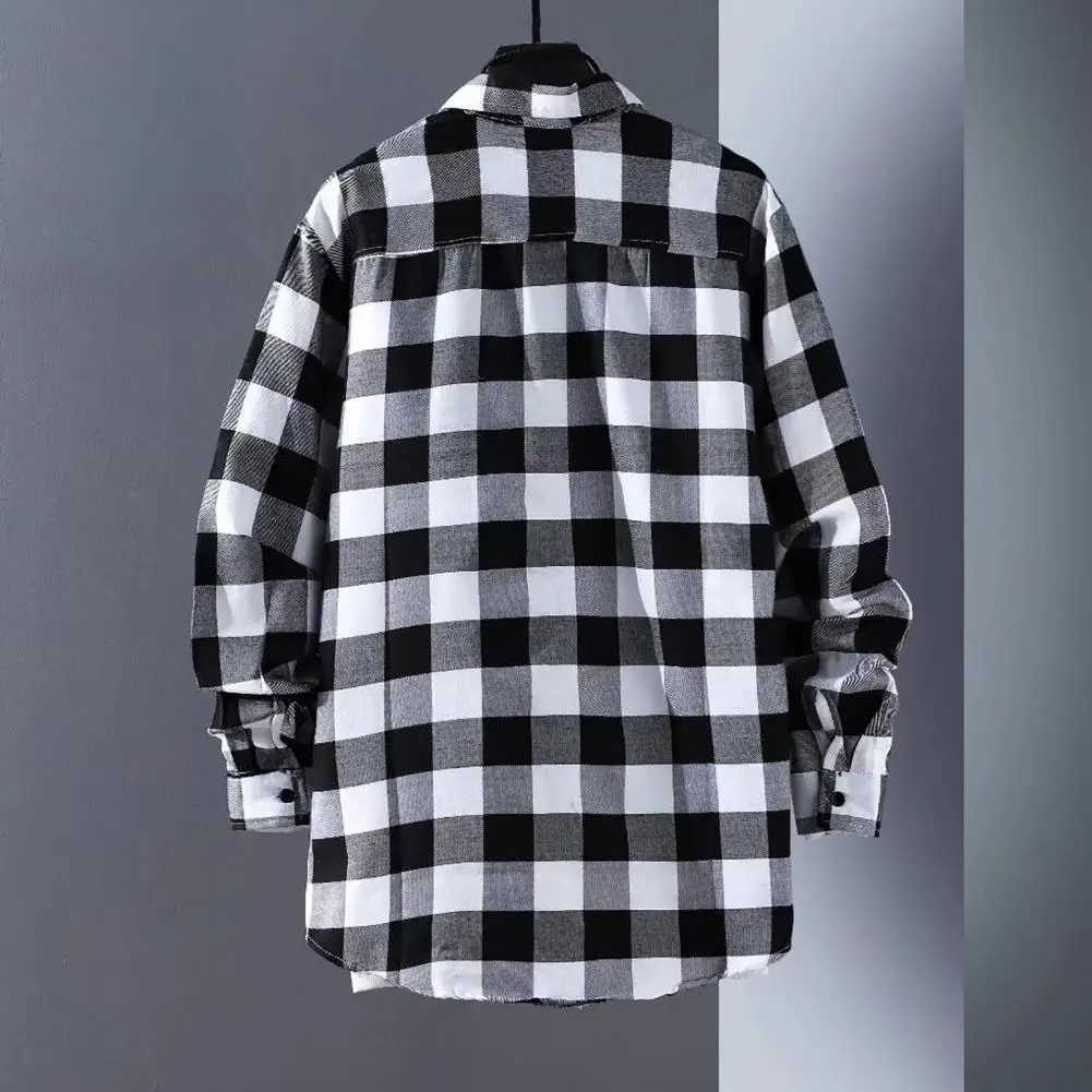 Plaid Shirt Mens Long Sleeve Korean Thin Buttons Men Autumn Mens Spring Casual Shirt Thin Coat Oversize Loose Shirt CardiganXJ240812