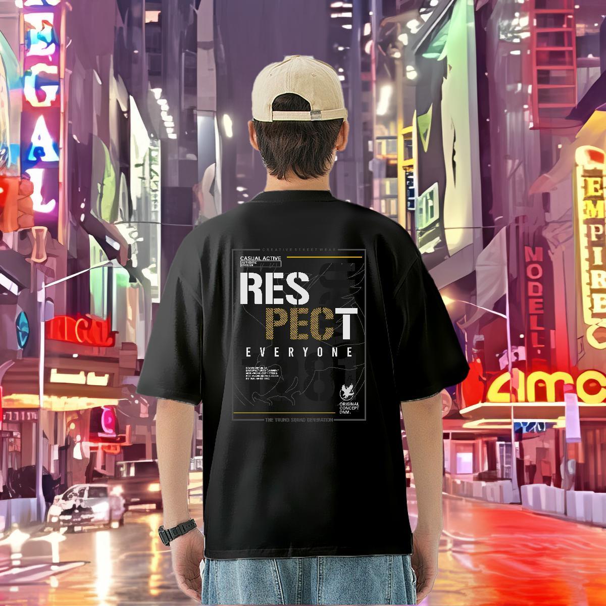 Casual New Man T Shirts letter Clothes 100% Cotton 230g Street Casual Popular Oversized 3XL 4XL Round Neck Short Sleeve Mens Tshirts