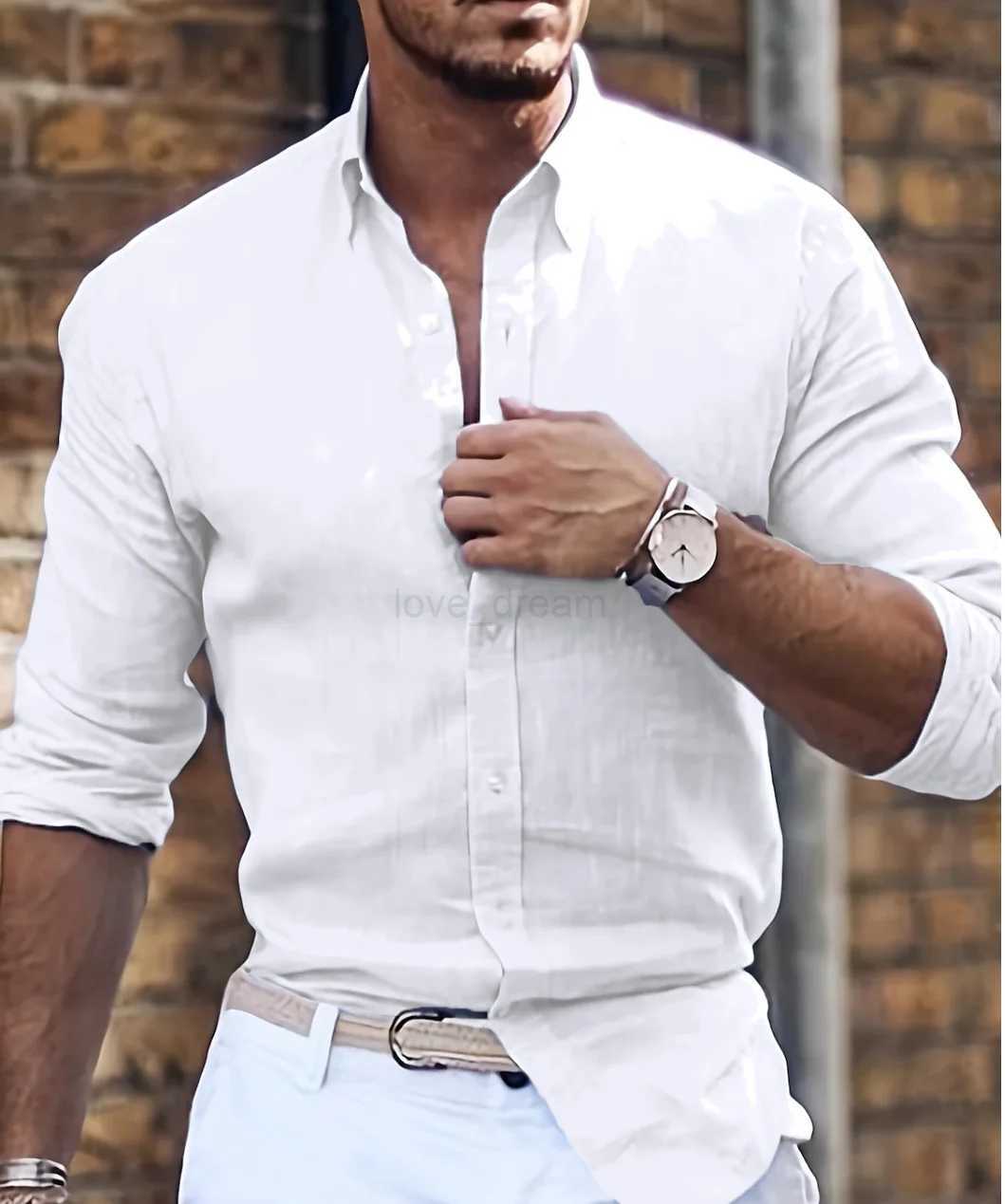 Mens Spring And Summer New Cotton Hemp New Mens Cool Long Sleeve Shirt Solid Color Loose Lapel Casual Beach Style ShirtXJ240812