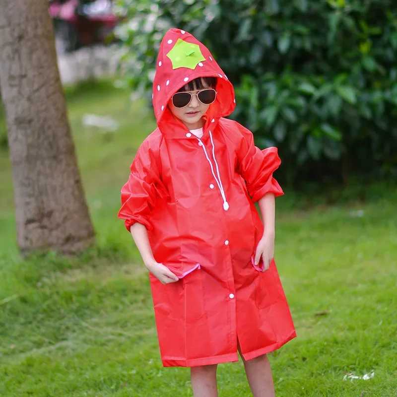 Waterproof 1PCS Kids Raincoat Children Rain Coat Rainwear Windproof Rainsuit Cartoon Animal Style Student Poncho Y240813
