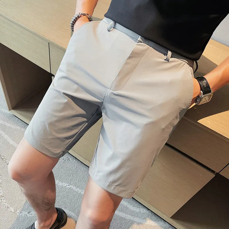 Korean Style Mens Summer Casual Elastic Force ShortsMale Slim Fit High Quality Business Thin Suit Shorts Plus size 29-36 240812