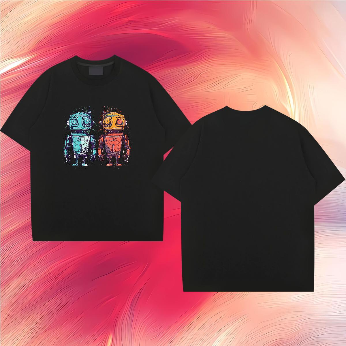 Popular Couples T Shirts ET 230g Cotton Hip Hop Breathable Crew Neck T Shirts Men Skull 2024 Summer Clothes