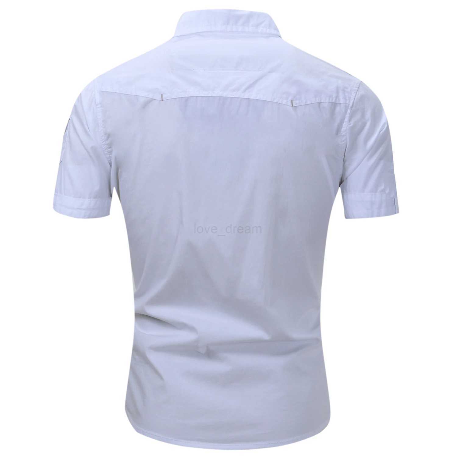 New Fashion 2023 Mens Safari Shirt Short Sleeve Summer Casual Tactical 100% Cotton Cargo Outdoor Pocket Work Shirts for MenXJ240812