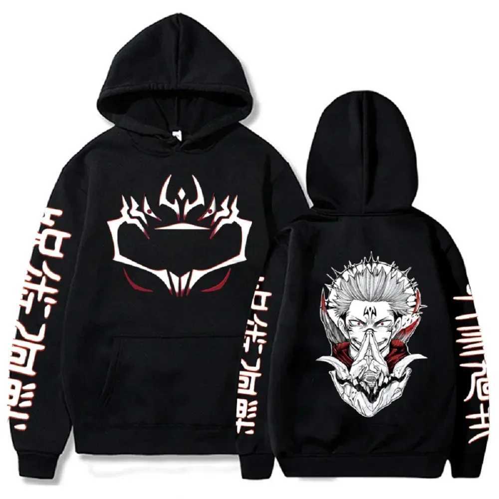 Anime Print Sweatshirts Jujutsu Kaisen Mens Hoodie Harajuku Autumn Winter Streetwear Clothe Yuji Itadori Plus Size HoodieXJ240812