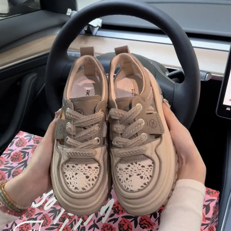 Ddmysports Thick Soled High Rise Sandals Women With A Small White Hollow Top New Breathable Sports And Leisure Dad Shoes For The Summer Of Outdoor Sho