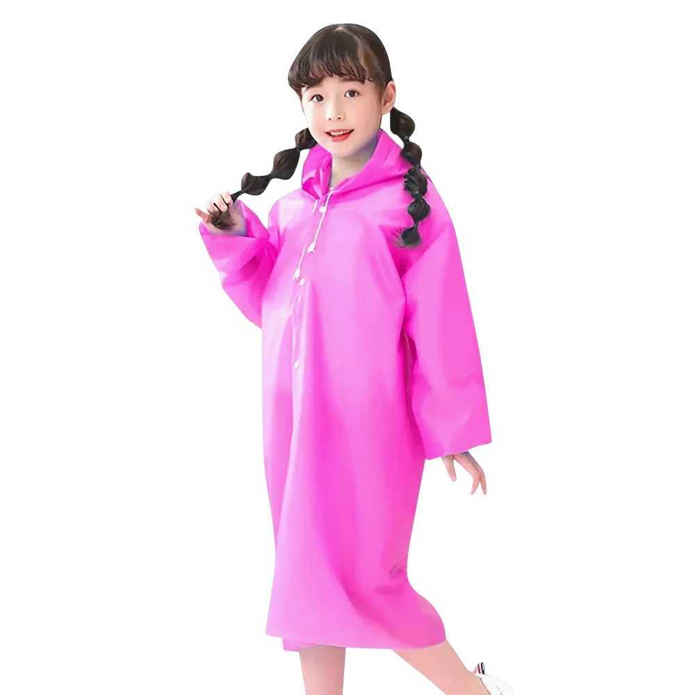 Solid Color Kids Raincoat Outdoor Waterproof Children Rain Poncho EVA Hoodie Rainwear Student Rain Coat Folding Kids Rain Coat Y240813
