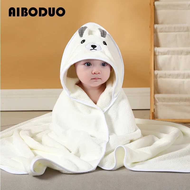 New Cartoon Baby Clothing Raincoat Mom and Baby Bag Coral Velvet Soft Bath Cover Baby ChestW240810