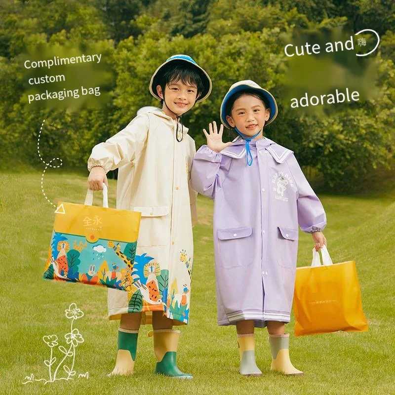 Childrens Raincoat Japanese Kindergarten Boys and Girls School Rainproof Clothing Waterproof Coat Cartoon Cute Raincoat Y240810