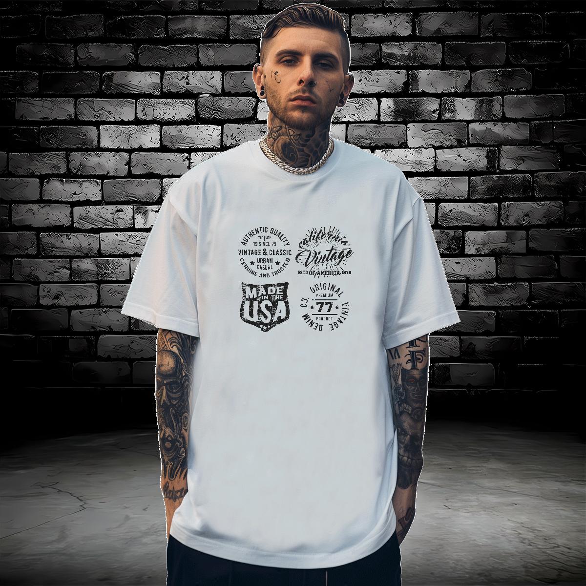 Free Shipping Tshirts letter 230g Pure Cotton Casual O Neck Short Sleeves T Shirt For Man Skull Classic Clothings